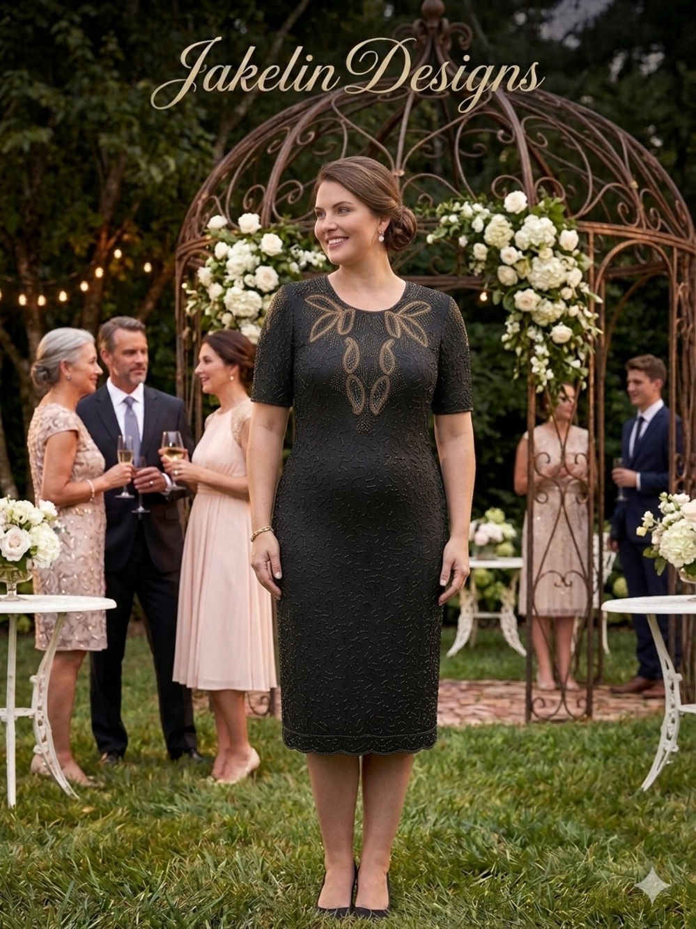 Vintage Silk Black Beaded Embellished Cocktail Dress